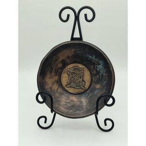 Israeli Hammered Copper Decorative Plate King Relief Made in Israel 6.5"